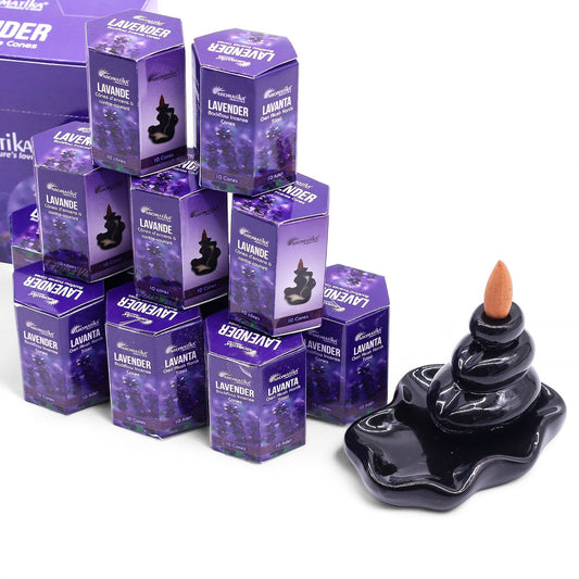 Paquete de 10 incienso Masala Backflow - Lavanda - Incienso Masala Backflow