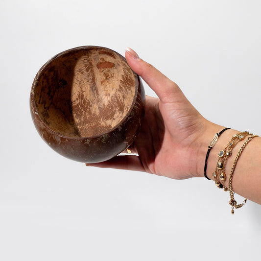 Petit bol en noix de coco naturelle polie – 7 × 10 cm