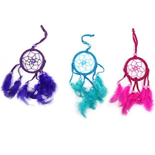 Dreamcatcher Bali small hoop - Turquoise/Pink/Purple