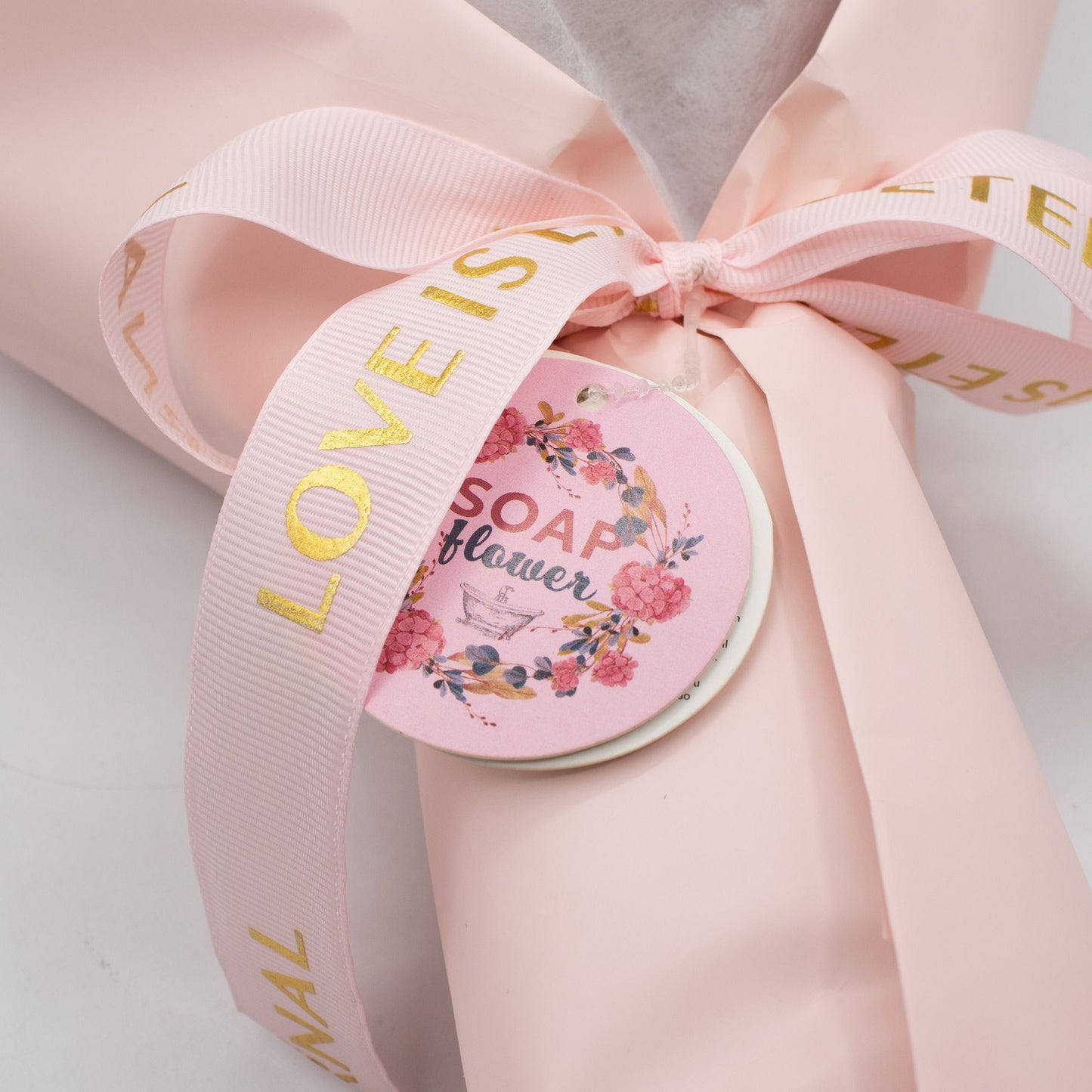 Ramo de Rosas de Jabón Rosas · «El Amor es Eterno» · Con Tarjeta