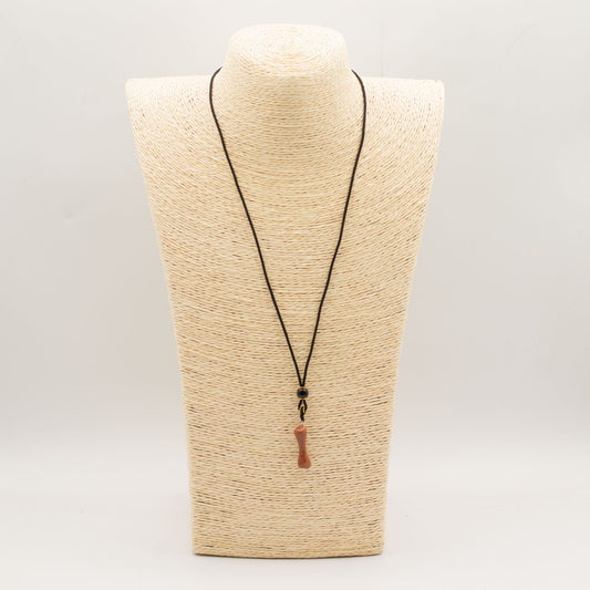 Collier en corde avec pendentif en pierre précieuse - Goldstone osseuse