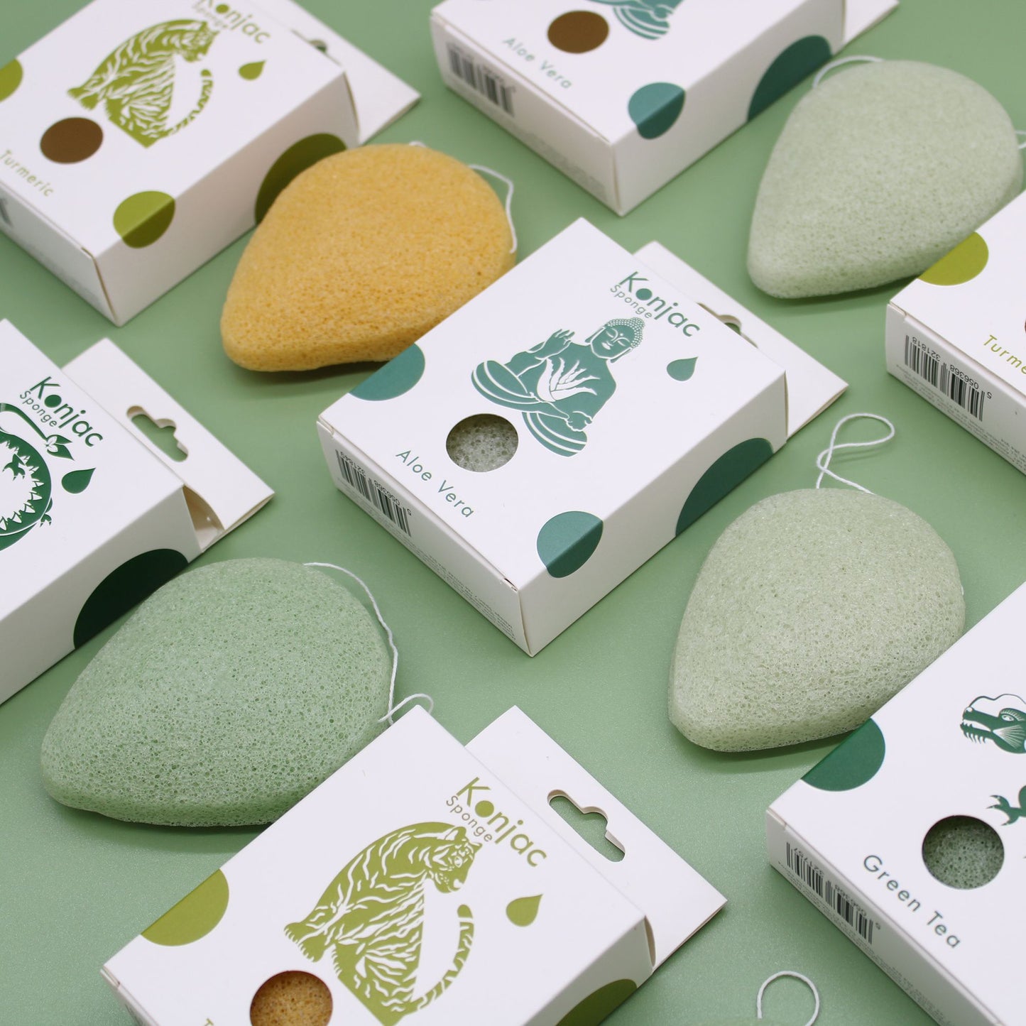 Esponja Facial Konjac - Té Verde - Protector