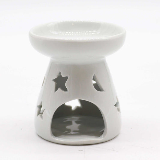 Quemador aceite SM - lunas y estrellas - Quemador Aceite Clásico Blanco, Aromaterapia