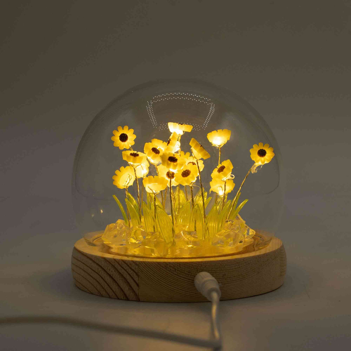 Domo de jardín Floral Glow - 20 girasoles - LED USB - Domo de jardín con brillo floral | El Bazar de Tizar
