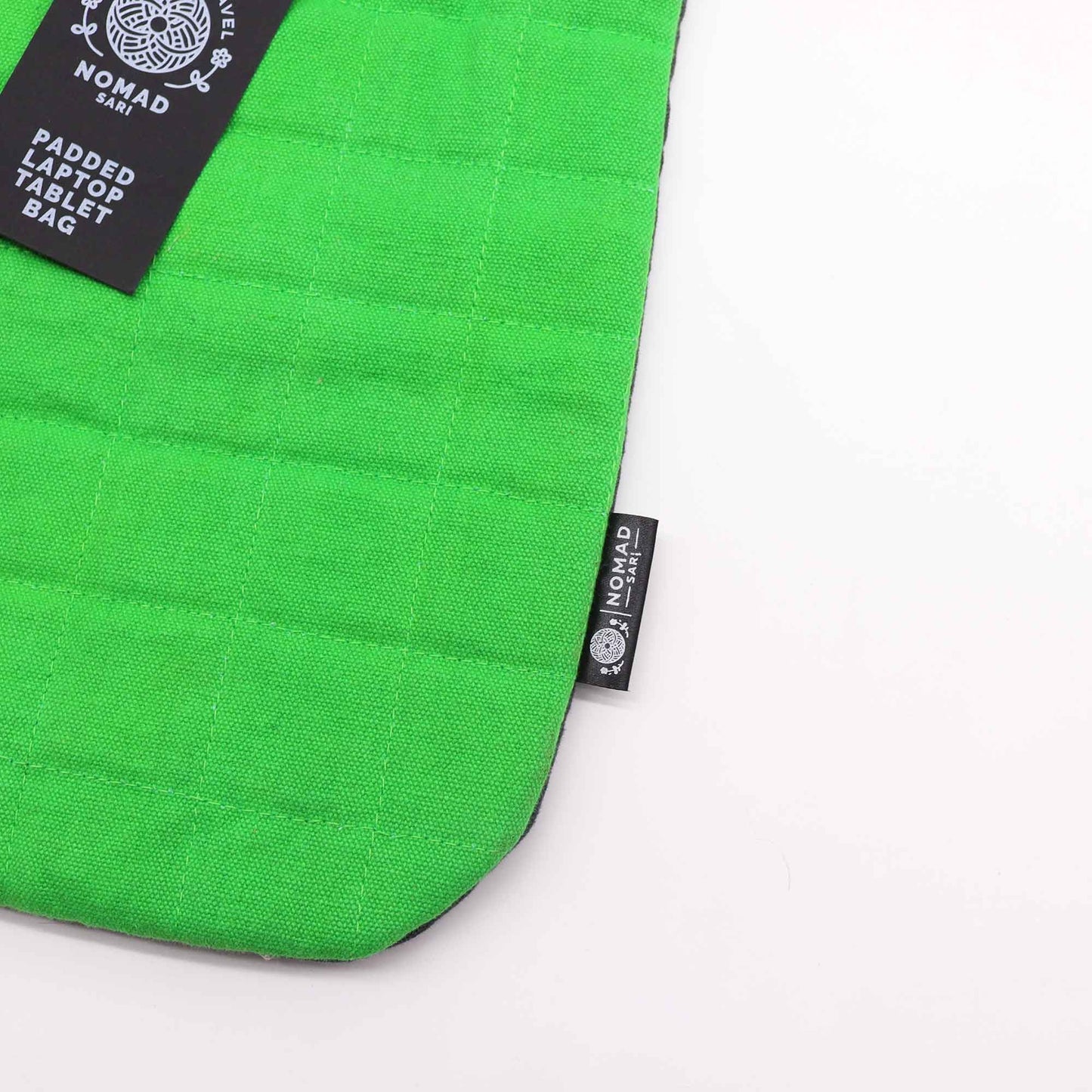 Funda acolchada para computadora portátil - Verde rana - Lavado de piedra de 14oz