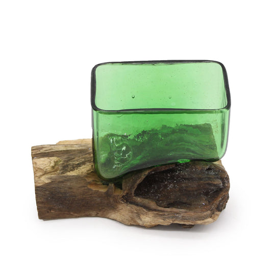 Recycled Beer Bottles - Square Wooden Bowl