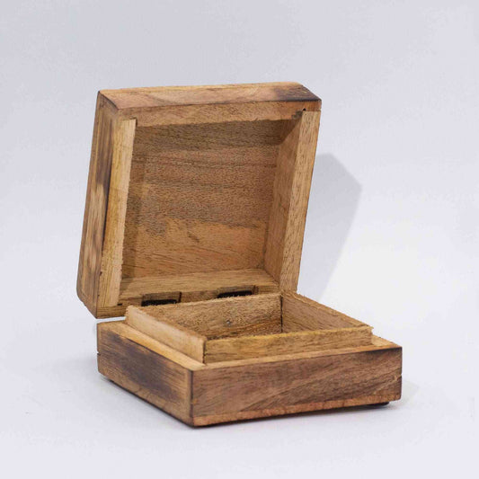 Boîte de Rangement Carrée 13.5x13.5x6cm - Design Champignon Turquoise