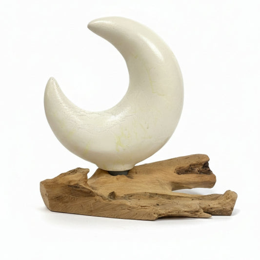 Crackled Half-Moon Shade Table Lamp – Grey