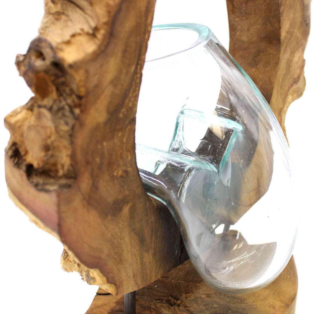 Vase suspendu en verre fondu sur bois · 1 pièce