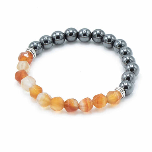 Bracelet en pierre précieuse sculptée – Cornaline magnétique