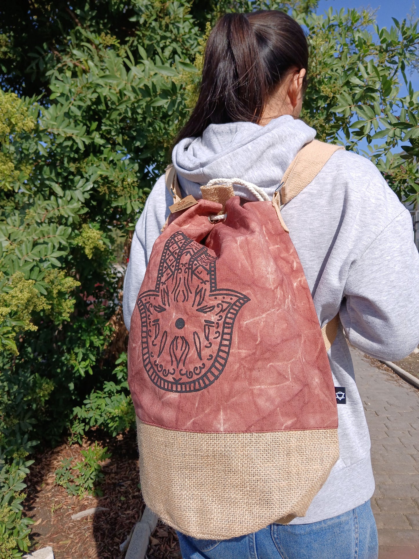 Mochila 100% Natural - Efecto Lavado Terracota - Hamsa
