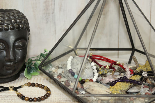 Gray cord bracelet with Dalmatian Jasper