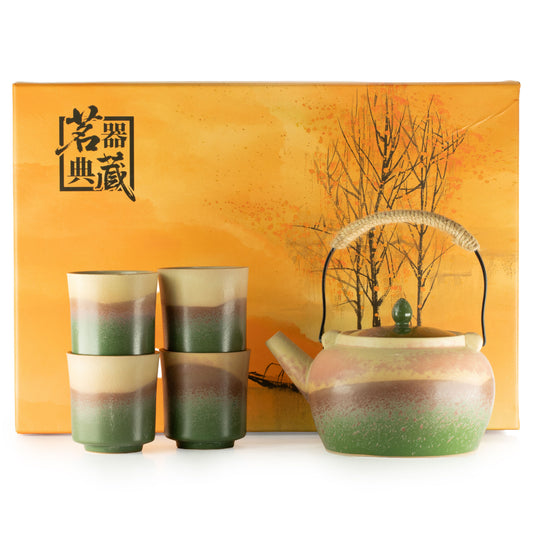 Juego de té de estilo kyusu japonés - para té verde - cuatro tazas | Juego de tetera de hierbas | El Bazar de Tizar
