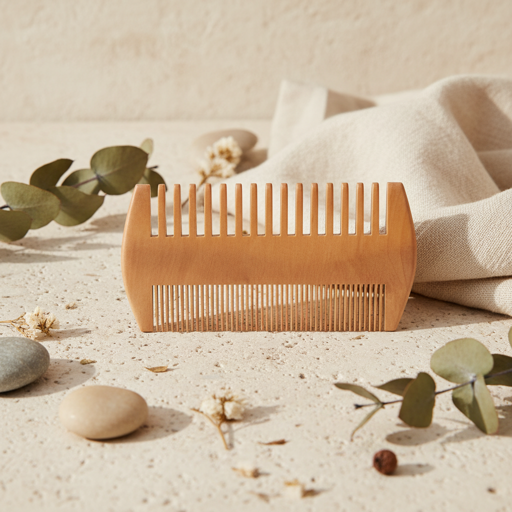Peine Doble Cara Madera Peral - Escena boho