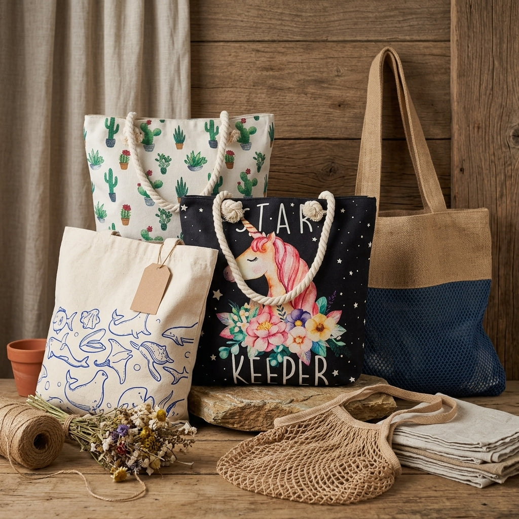 Bolsas de tela, malla y algodón