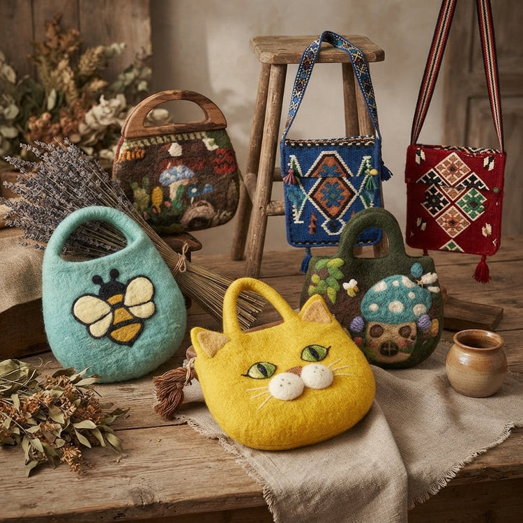 Bolsos de fieltro y kilim