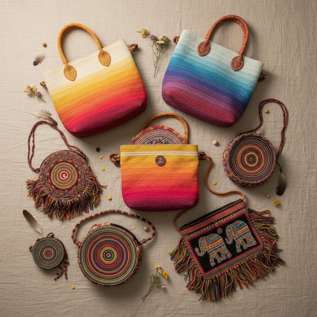Bolsos artesanales étnicos y hippie