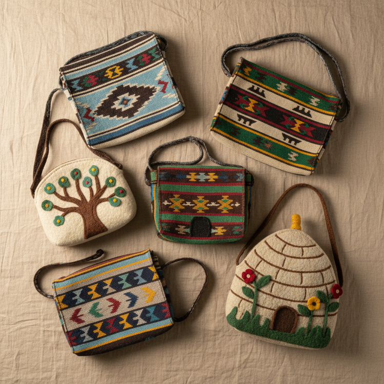 Bolsos de fieltro y kilim