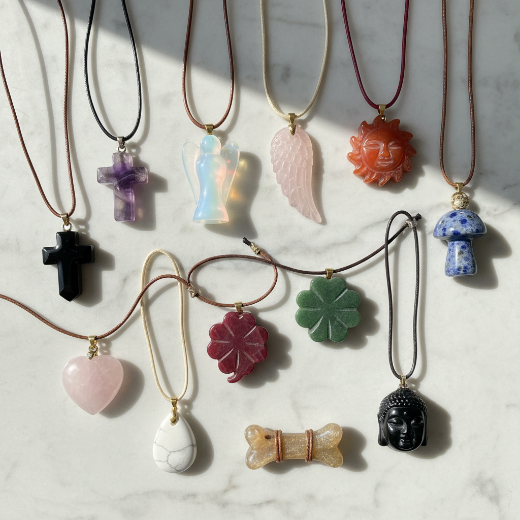 Collar de Cordón con Colgantes de Piedras Preciosas