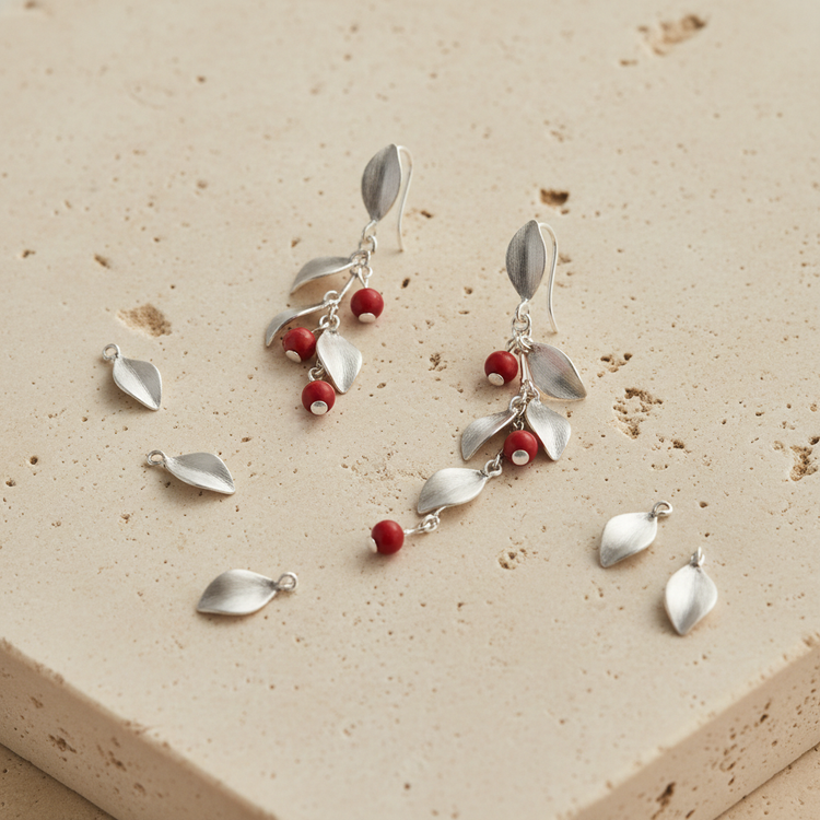 Pendientes de Plata y Coral