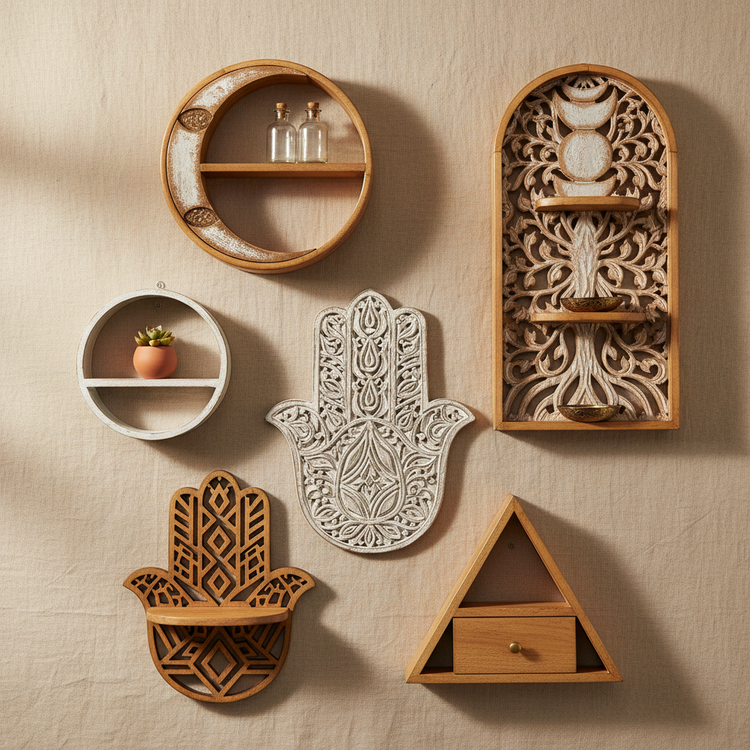 Estantes y Placas de Pared de Madera