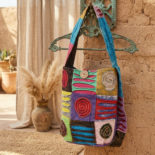 Bolso Étnico Estilo Hippie - Púrpura / espiral