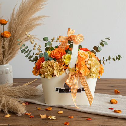 Handmade Soap Flower Basket · Orange