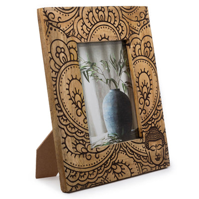 Mango Wood Large Frame (for 13x18cm) 28x23x2cm - Black Buddha