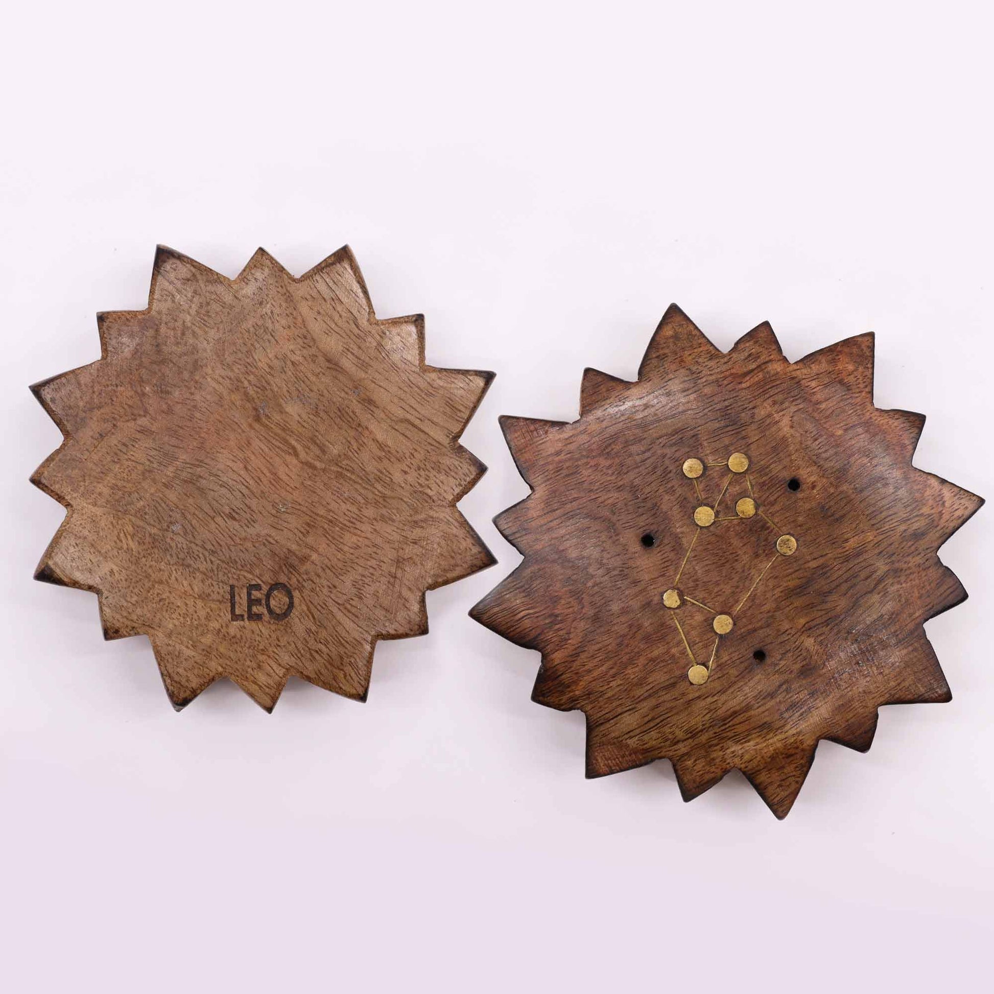 Quemador de incienso con signos del zodíaco de latón grabado - Sol - Soporte de Incienso