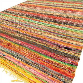 154 x 90cm Alfombra de trapo de lujo - Amarillo - Alfombras de trapo indias