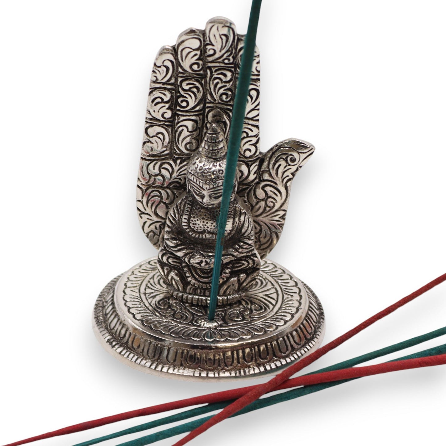 Mano Buda Porta Incienso 13x9cm - Portainciensos de aluminio hechos a mano