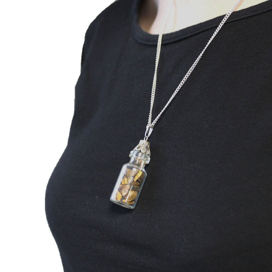 Bottled Gemstones Necklace - Tiger's Eye