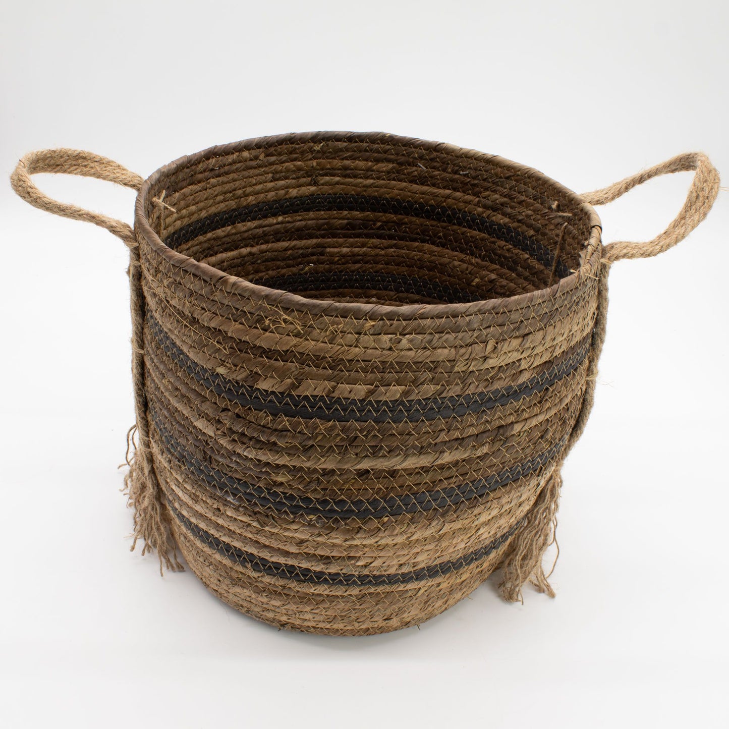 Cestas grandes de hoja de plátano y pasto marino - marrón natural - set de 3