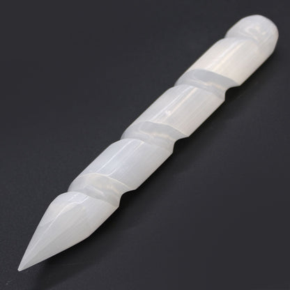 Varita Espiral de Selenita - 16 cm (Punta en 1 Extremo)