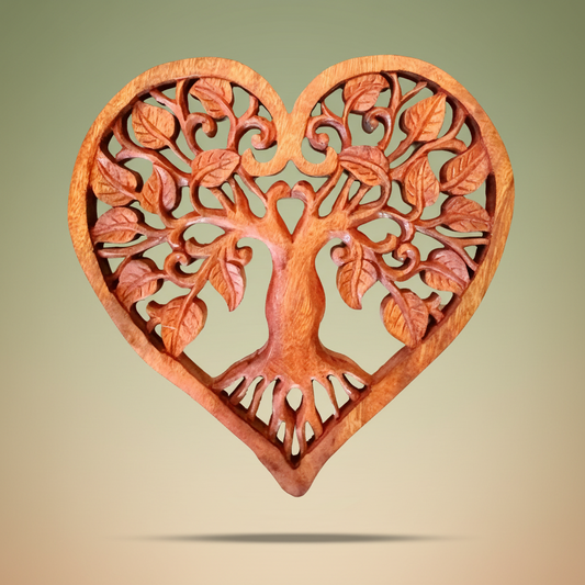 Wooden Decorative Heart-shaped Tree of Life Panel 40cm