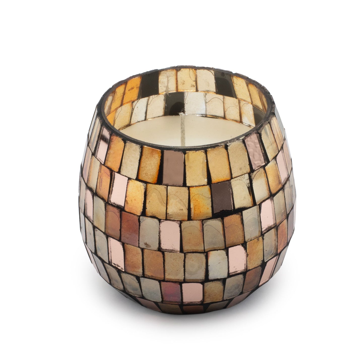 Velas en frascos de vidrio pequeños - Mosaico ámbar