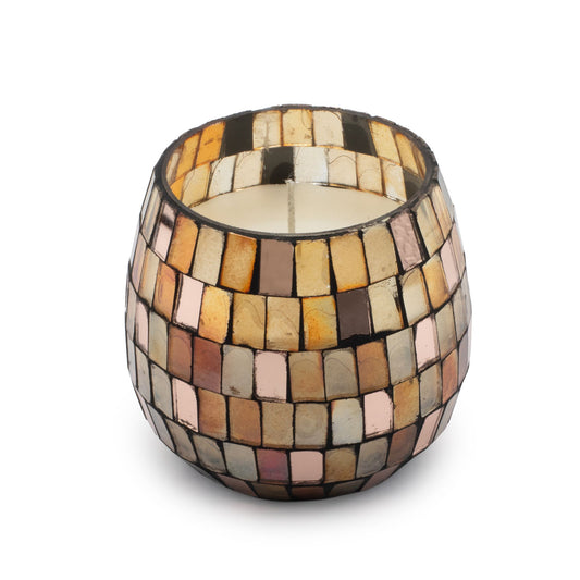 Velas en frascos de vidrio pequeños - Mosaico ámbar