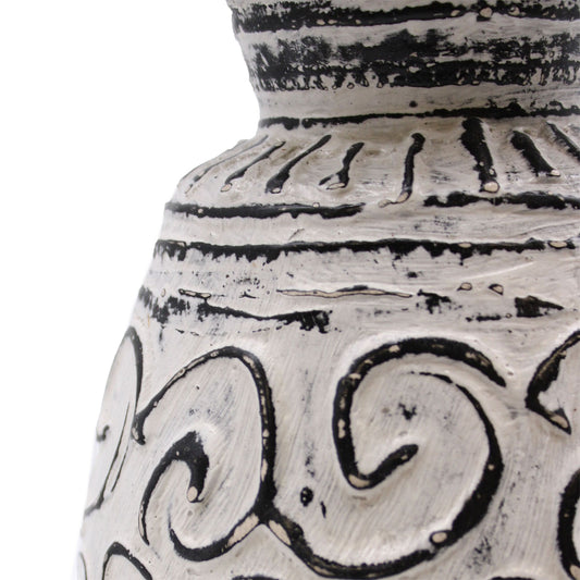 Ceramic Swirl Motif Vase - Cream