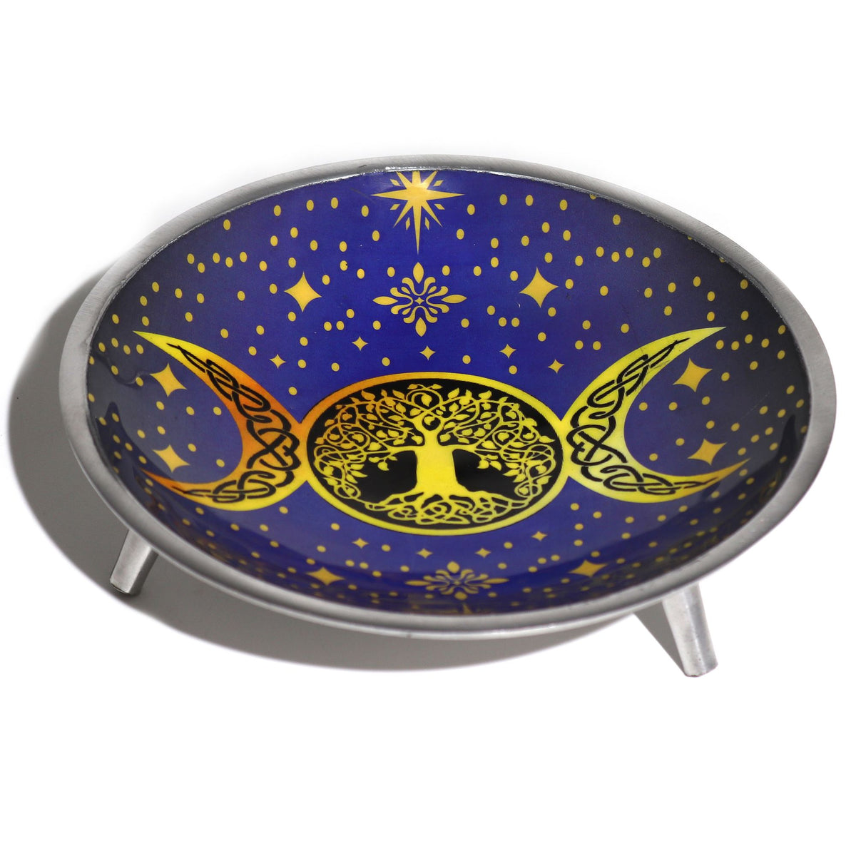 Plato de ofrendas esmaltado de tres patas - Luna triple morada