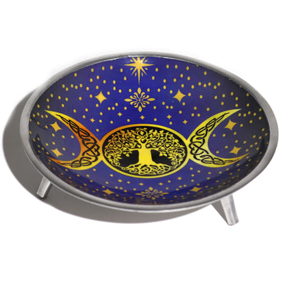 Plato de ofrendas esmaltado de tres patas - Luna triple morada