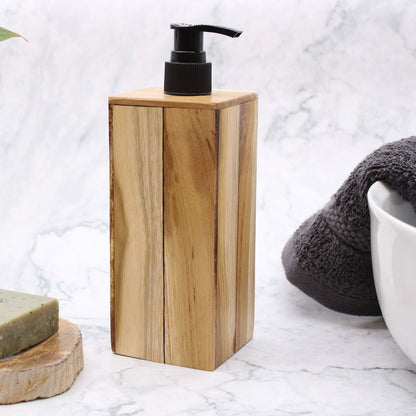 Dispensador de jabón de madera de teca natural - Cuadrado