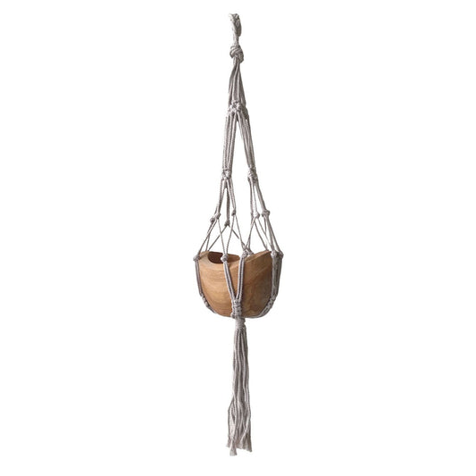 Macramé Small Droplet Plant Hanger - Beige - 75cm