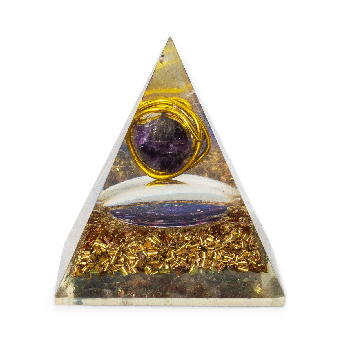 Med Organite Pirámides 7x6 cm - Amatista envuelta - Virutas de cobre