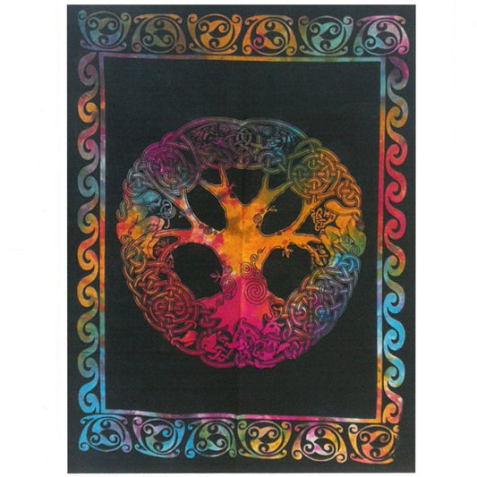 Arte de pared de algodón - Árbol con Adán y Eva - Tapices de algodón para la pared