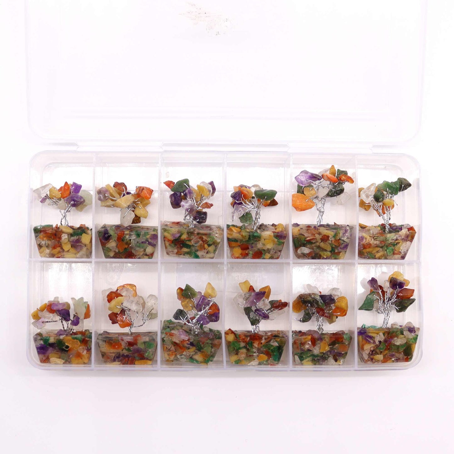 Mini árbol de piedras preciosas sobre base de orgonita - Piedras múltiples (15 piedras) - Mini Árboles De Piedras Preciosas