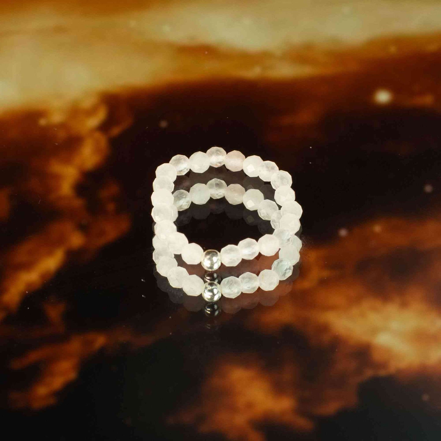 Conjunto de anillos de gema del espíritu ninfa - Amor y Fuego