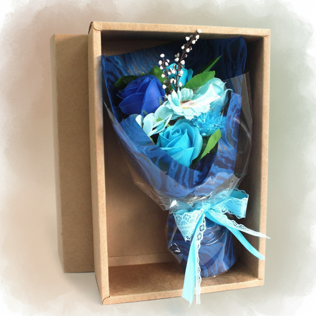 Bouquet de Flores de Jabón en Caja Regalo · Azul