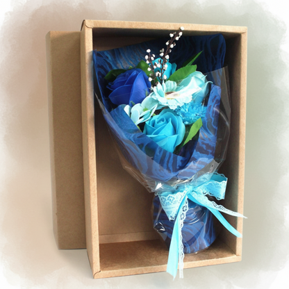 Bouquet de Flores de Jabón en Caja Regalo · Azul