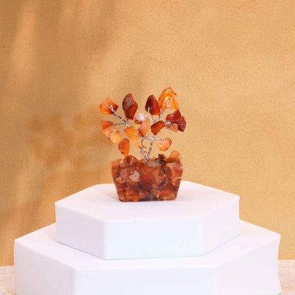 Mini árbol de piedras preciosas sobre base de orgonita - Cornalina (15 piedras) - Mini Árboles De Piedras Preciosas