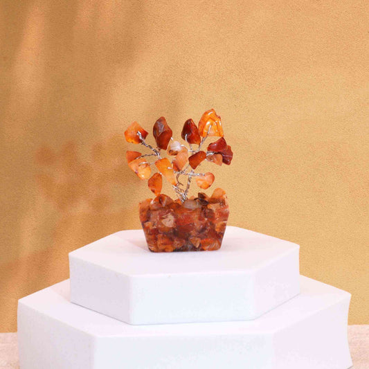 Mini árbol de piedras preciosas sobre base de orgonita - Cornalina (15 piedras) - Mini Árboles De Piedras Preciosas